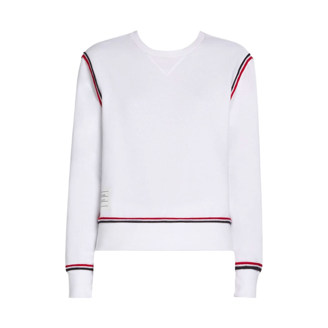 (W) 톰브라운 코튼 루프백 콘트라스트 스트라이프 프레이밍 풀오버 스웨트셔츠 화이트((W) Thom Browne Cotton Loopback Contrast Stripe Framing Pullover Sweatshirt White) - 1