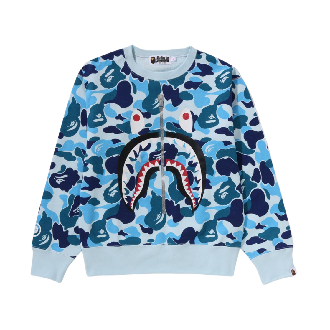 (W) 베이프 ABC 카모 샤크 크루넥 스웨트셔츠 블루((W) BAPE ABC Camo Shark Crewneck Sweatshirt Blue) - 2