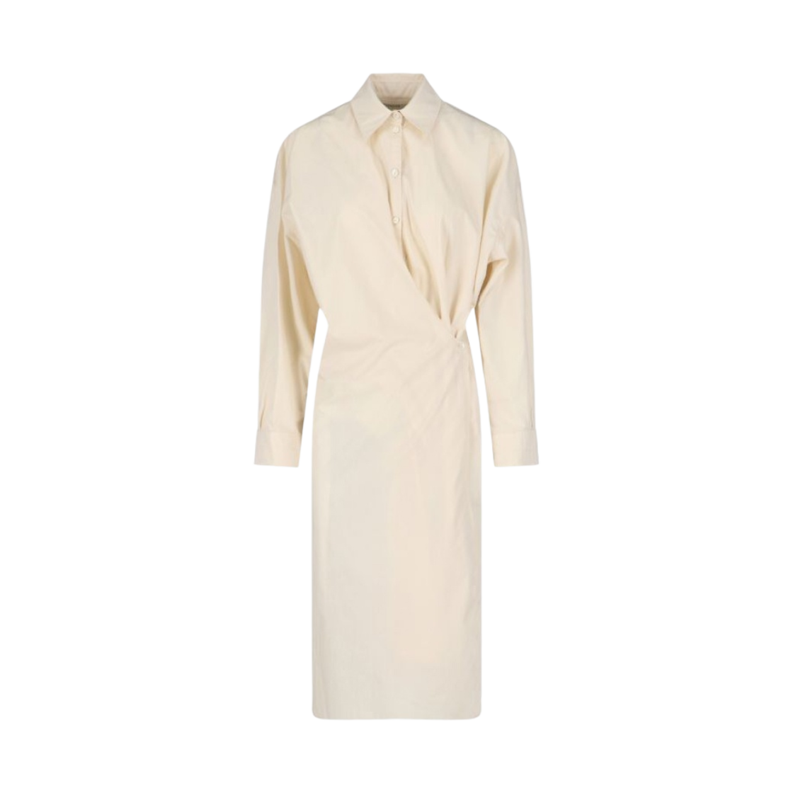 (W) 르메르 코튼 포플린 스트레이트 칼라 트위스티드 드레스 크림((W) Lemaire Cotton Poplin Straight Collar Twisted Dress Cream) - 1