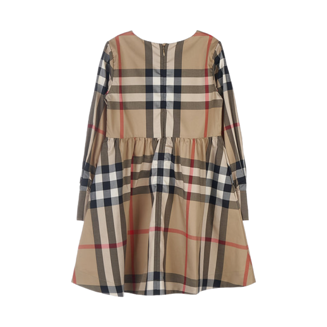 (키즈) 버버리 롱슬리브 체크 스트레치 드레스 아카이브 베이지((Kids) Burberry Long Sleeve Check Stretch Dress Archive Beige) - 2
