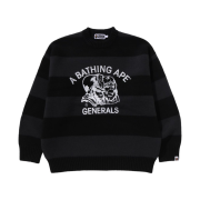 BAPE General Head Motif Stripe Relaxed Fit Sweater Black