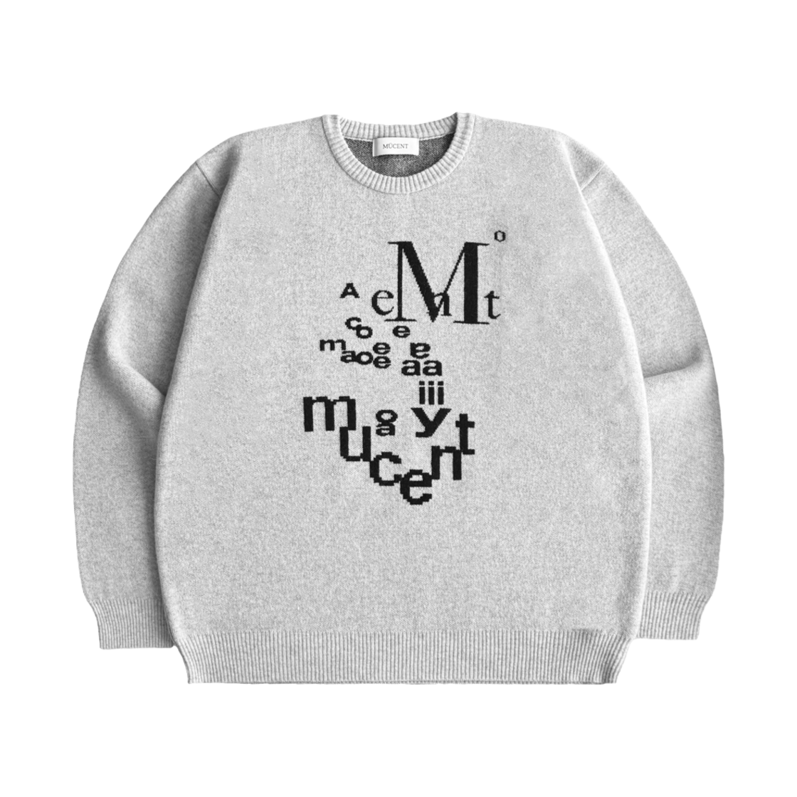 P00000PJ_01 MUCENT MÖBius Lettering Logo Jacquard Knit Light Gray