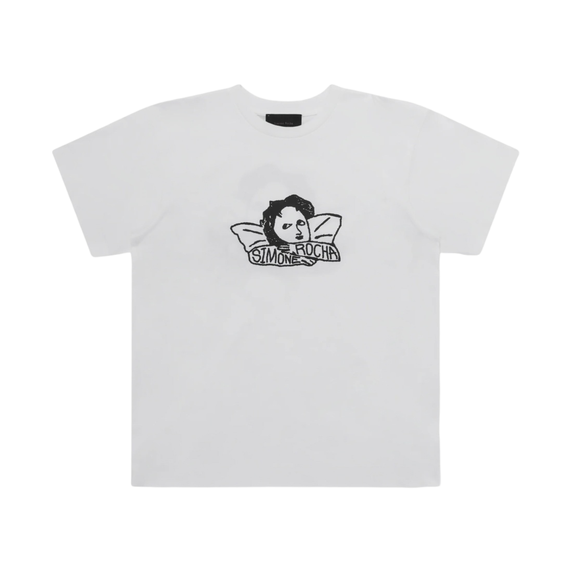 5195P16A18-M-0569 Simone Rocha Graphic Project Short Sleeve Aangel T-Shirt White