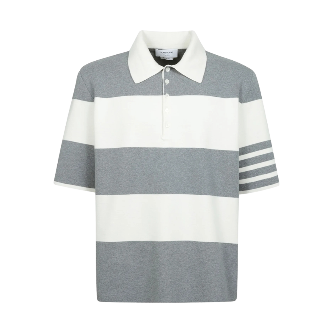 톰브라운 럭비 스트라이프 밀라노 스티치 폴로 그레이(Thom Browne Rugby Stripe Milano Stitch Polo Grey)