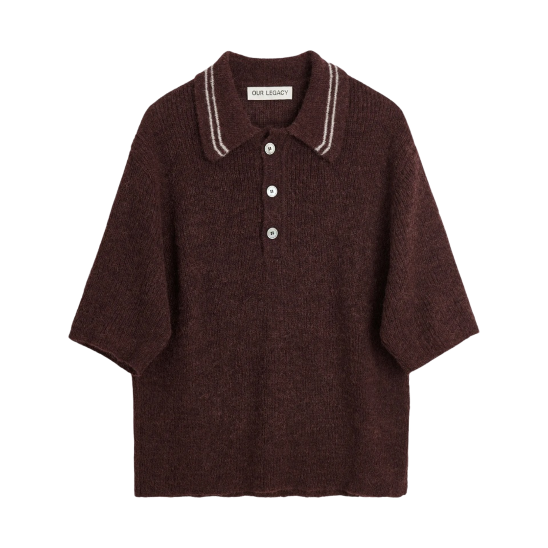 M2243TE Our Legacy Traditional Polo Fuzzy Alpaca Euro Eggplant