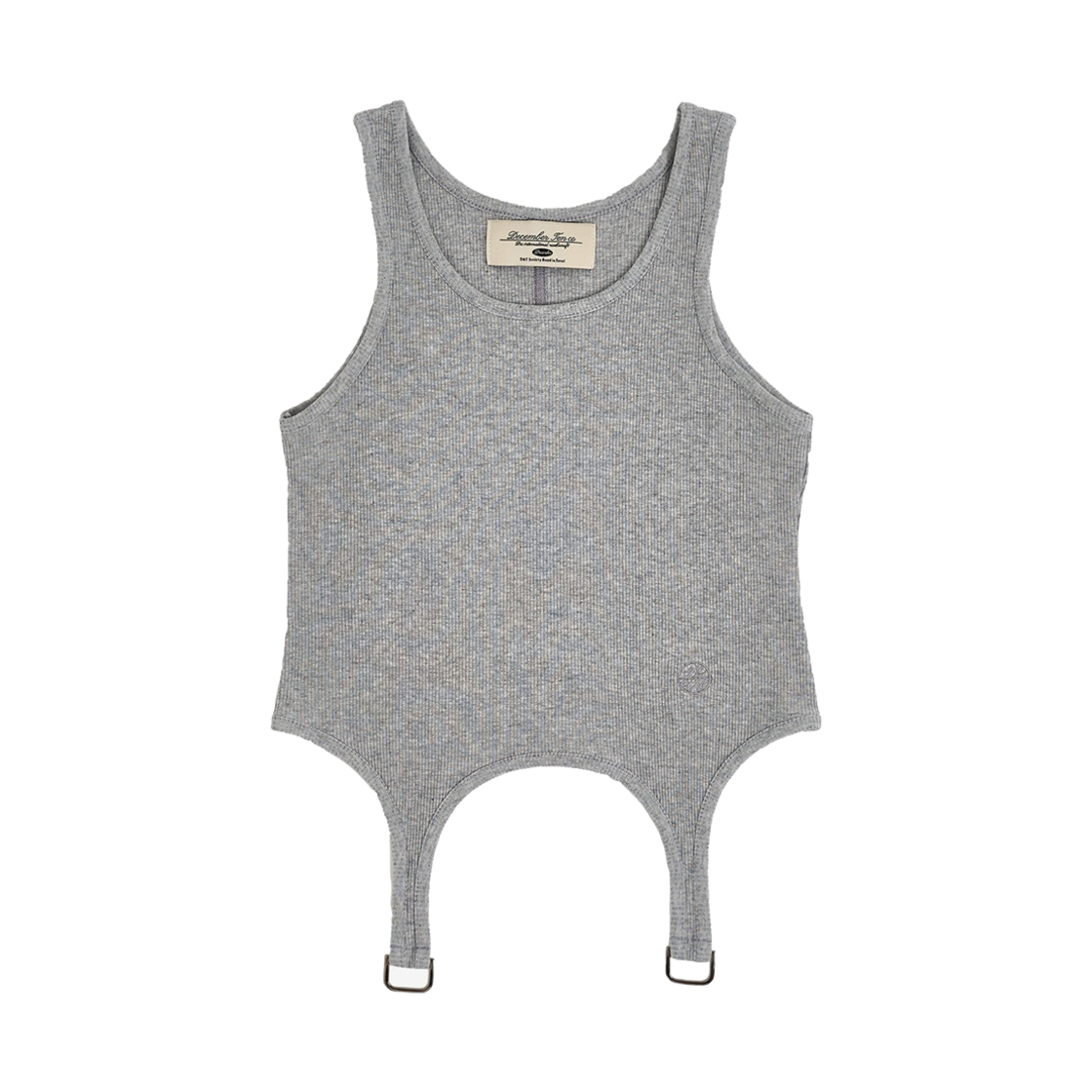 디셈버텐 서스펜더 립 탱크탑 그레이(December Ten Suspender Rib Tank Top Grey)