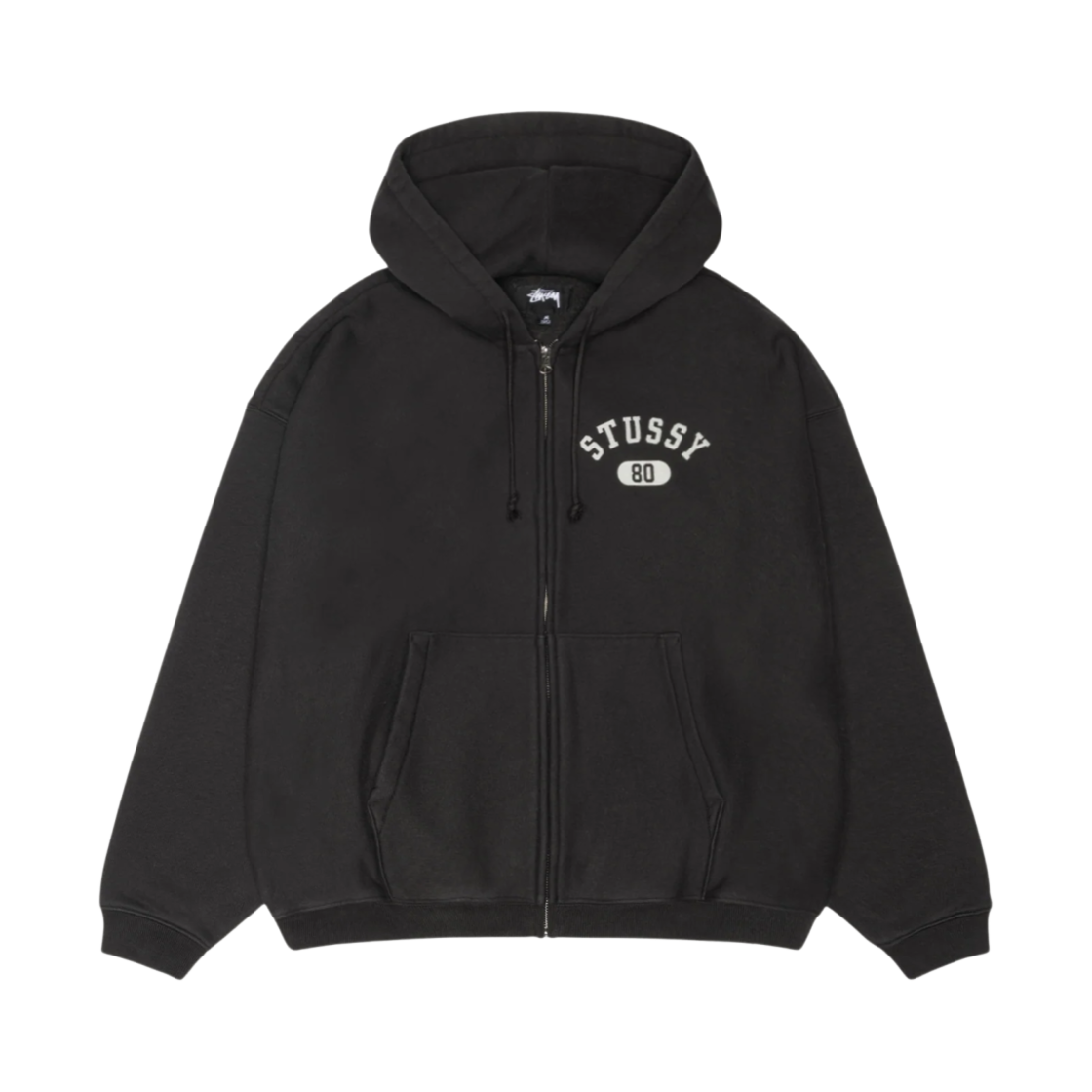 스투시 바시티 집 후드 워시드 블랙(Stussy Varsity Zip Hoodie Washed Black) - 1