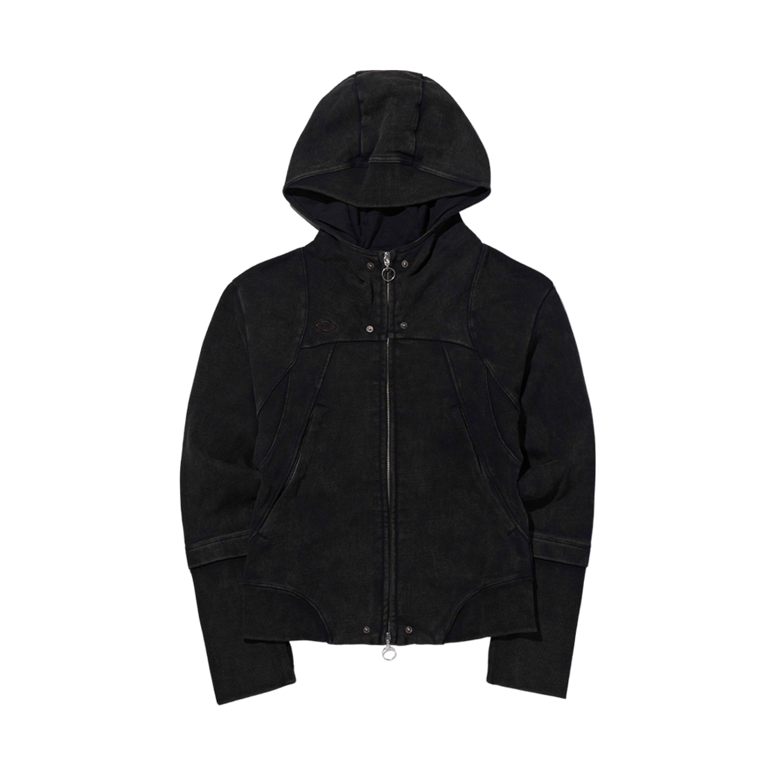 MF25SSHZ01 (W) Mischief Rhombus Punching Hoodie Zip Up Washed Black
