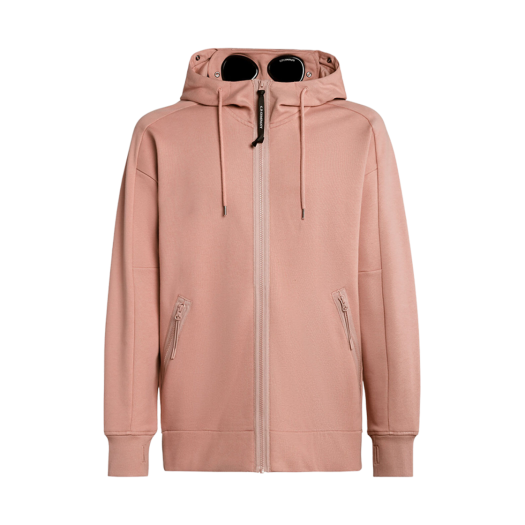 C.P. Company Diagonal Raised Fleece Goggle Hoodie Cedar Wood Pink - 23FW