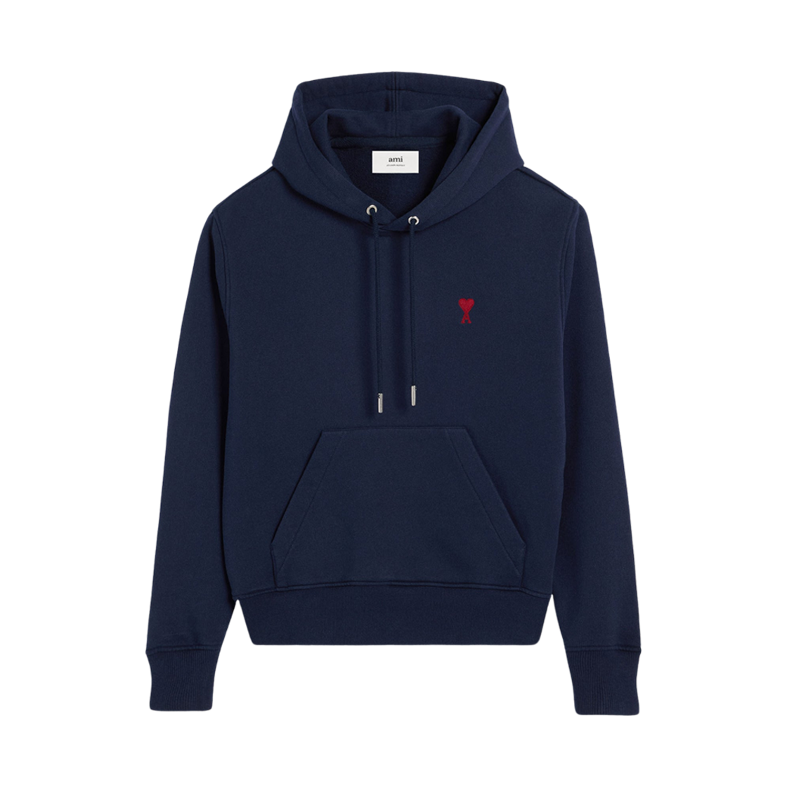 아미 스몰 하트 로고 루프백 오가닉 코튼 플리스 후드 나이트 블루(AMI de Coeur Loopback Oragnic Cotton Fleece Hoodie Night Blue)