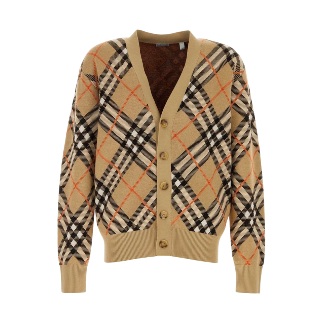 버버리 체크 울 모헤어 블렌드 가디건 샌드(Burberry Check Wool Mohair Blend Cardigan Sand)