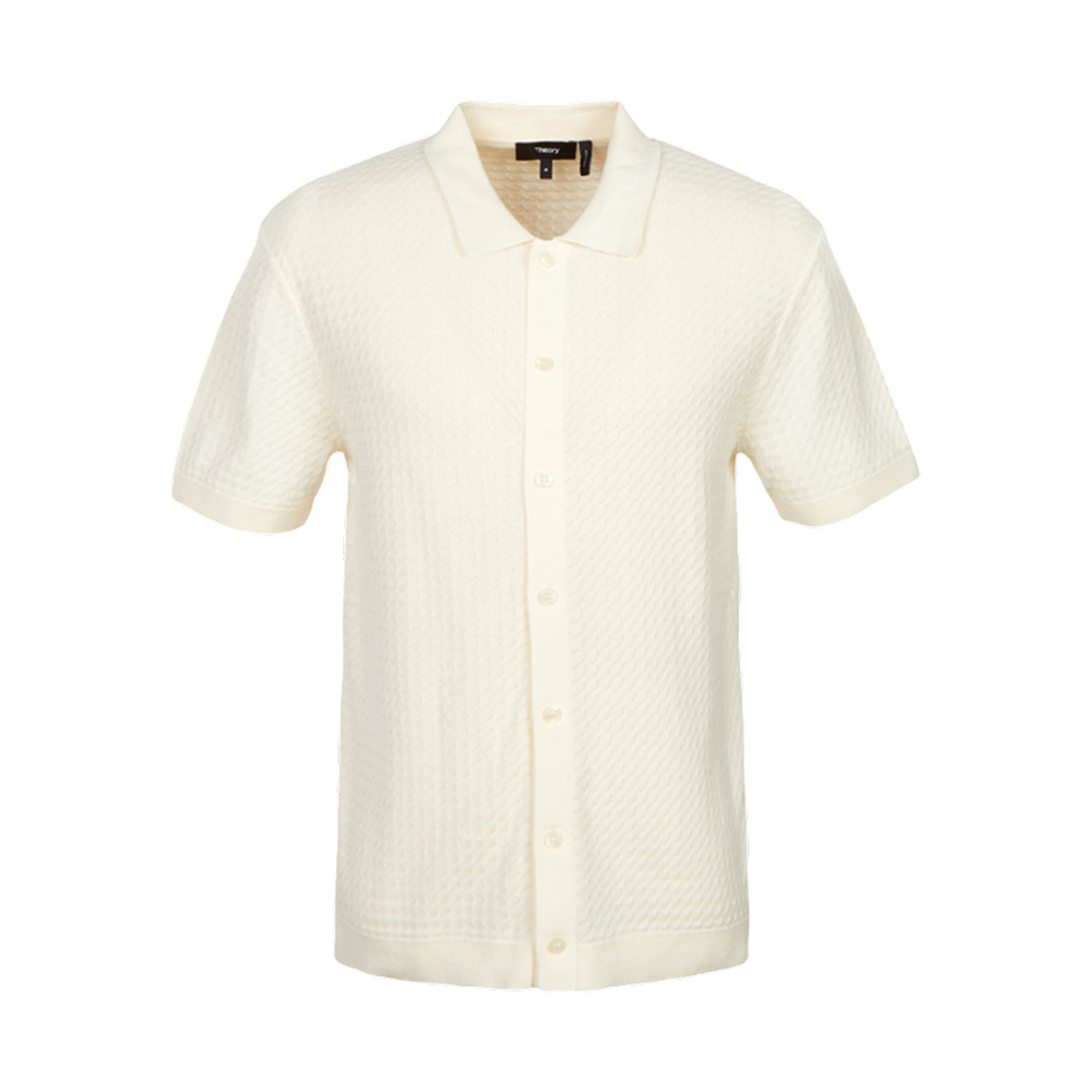 P0384702104 Theory Cairn Collar Short Sleeve Cardigan Ivory