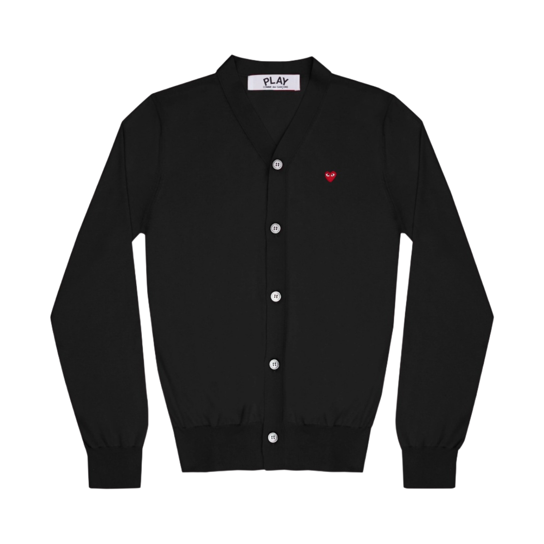 AZ-N054-051-1 Play Comme des Garcons Little Red Heart Cotton Cardigan Black