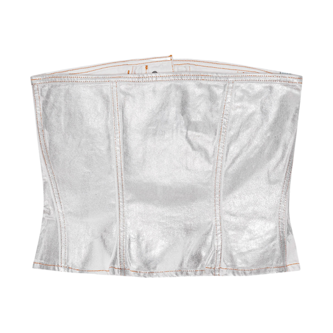 (W) 가니 실버 포일 데님 코르사주 브라이트 화이트((W) Ganni Silver Foil Denim Corsage Bright White) - 2
