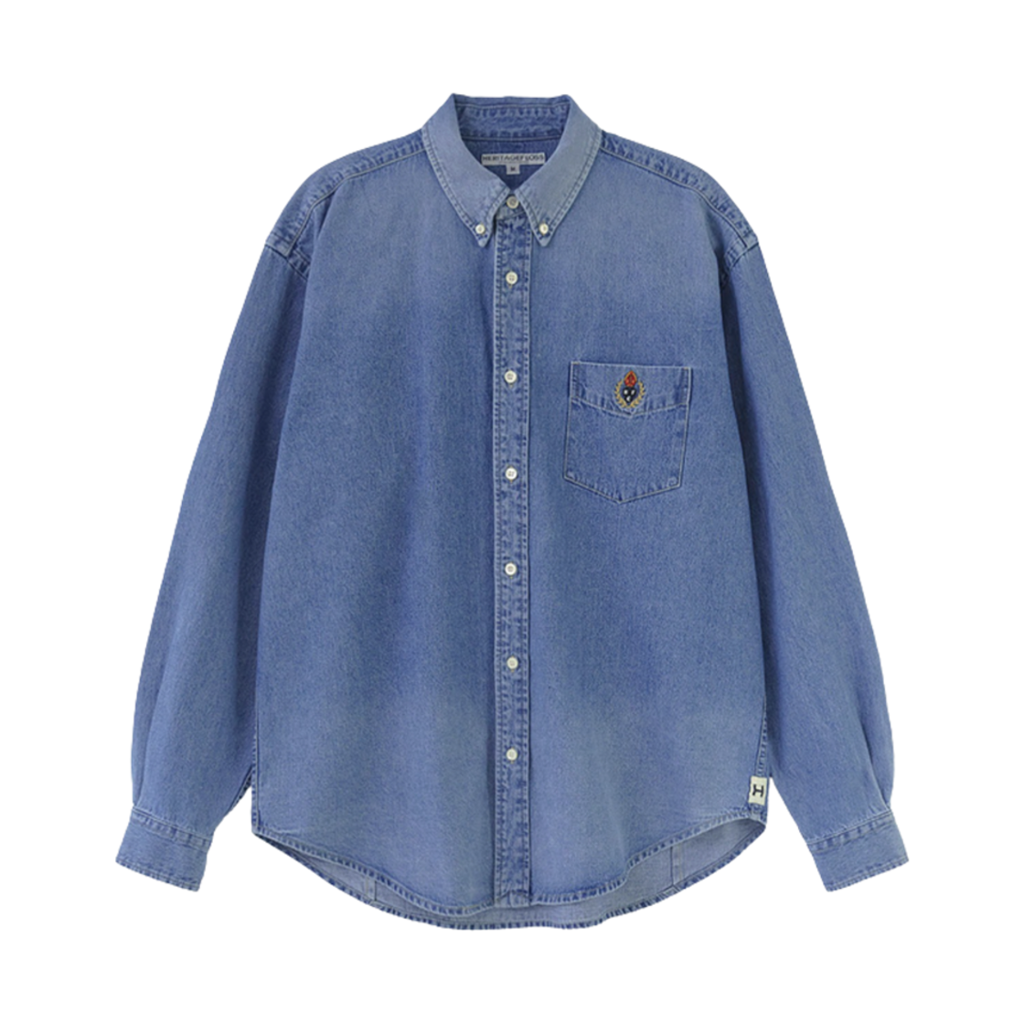 - Heritage Floss Crest Vintage Washed Denim Shirt Indigo