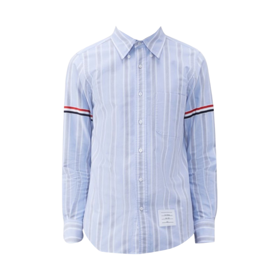 MWL301A-F0352-480 Thom Browne Stripe Oxford Armband Straight Fit Shirt Light Blue