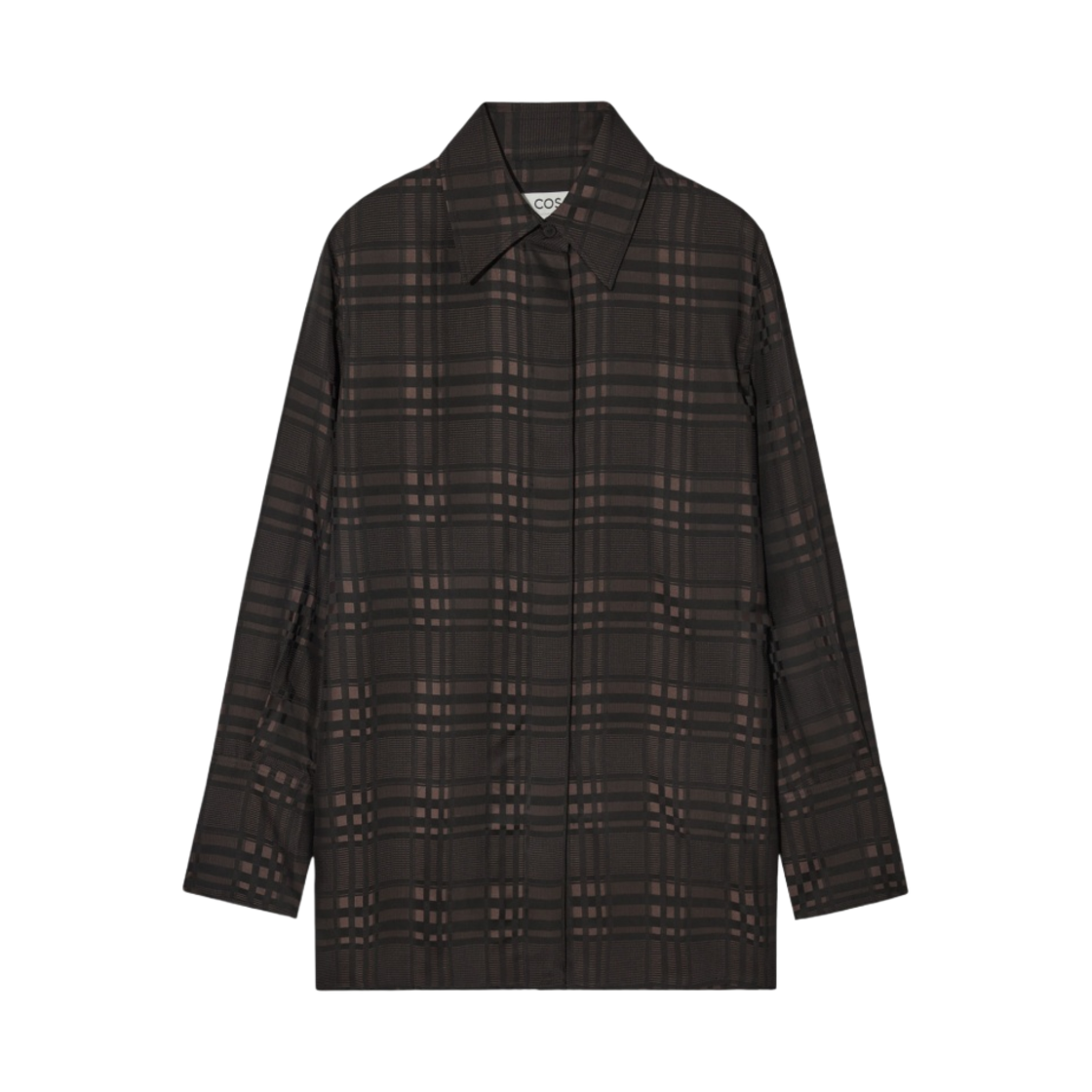 (W) 코스 체크 자카드 셔츠 블랙 브라운 멀티((W) COS Checked Jacquard Shirt Black Brown Multi) - 1