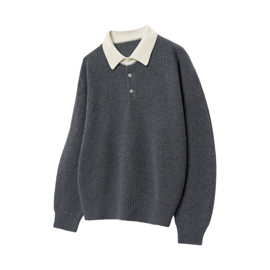 티엔지티 오버핏 울캐시 럭비 폴로 니트 그레이(TNGT Over-fit Wool Cashmere Rugby Polo Knit Gray)