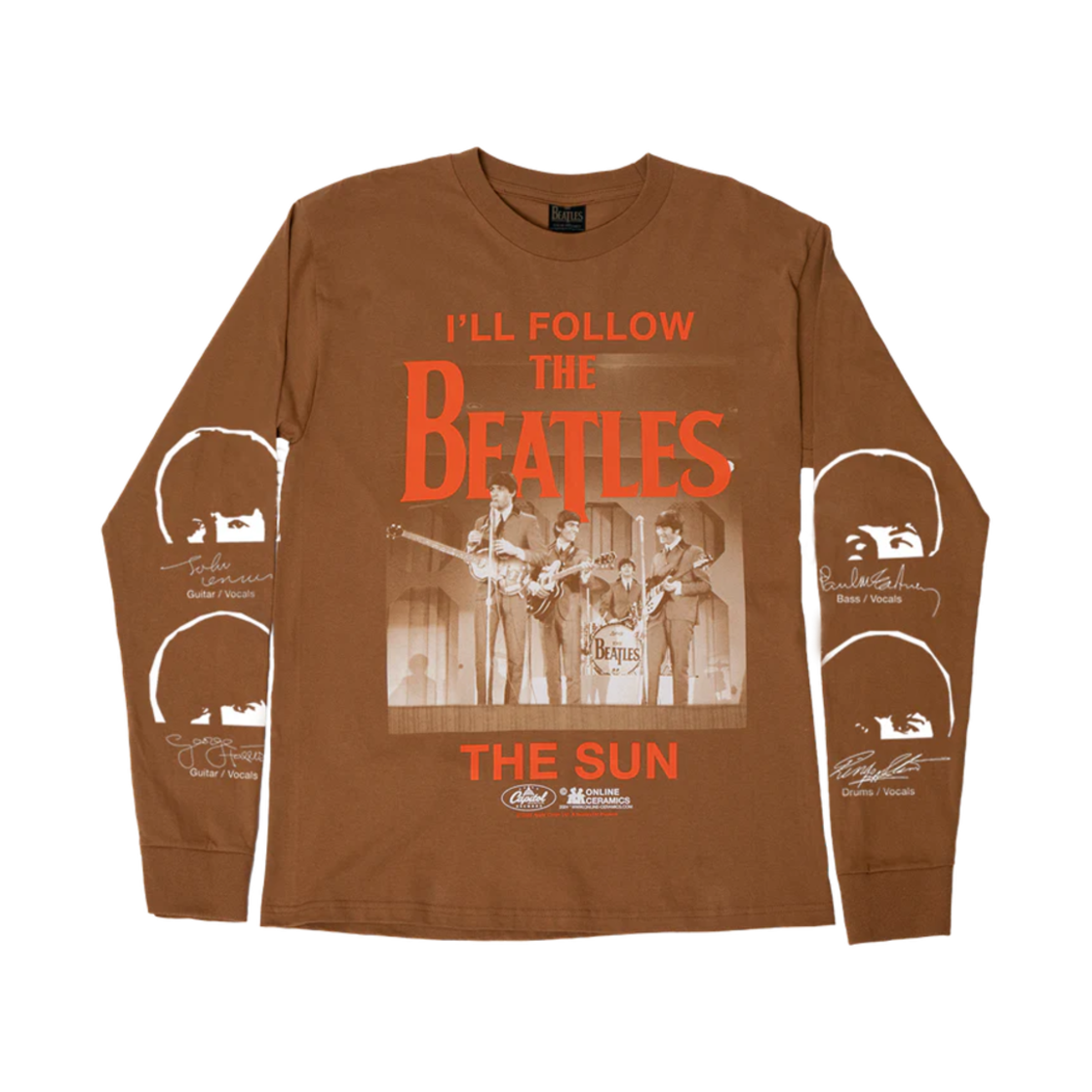 - Online Ceramics The Beatles I’ll Follow The Sun Long Sleeve T-Shirt Brown