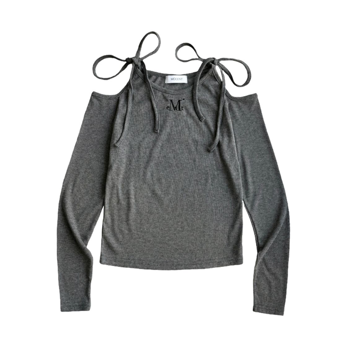 P00000RF_G MUCENT Neki Ribbon Off Shoulder T Gray
