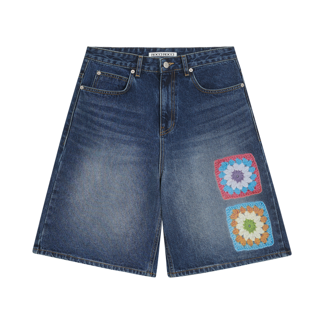 RG4HB02BLS ROCCI ROCCI X GRAFIKUS Crochet Bermuda Crochet Jeans Middle Blue