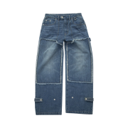 Thevinylhouse Cut Off Double Knee Jeans Blue