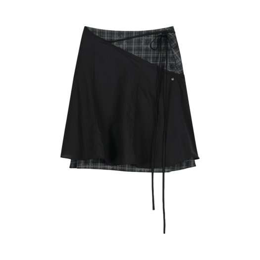 25SS-SK01-BK OJOS Layered Strap Flare Skirt Black