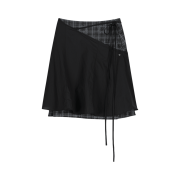 OJOS Layered Strap Flare Skirt Black