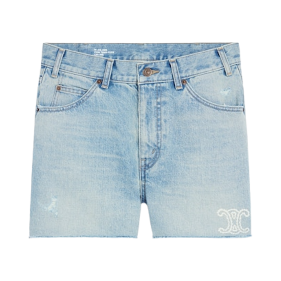 RP06I789D-FZZ8 (W) Celine Skate Shorts In Sweet Honey Wash Denim