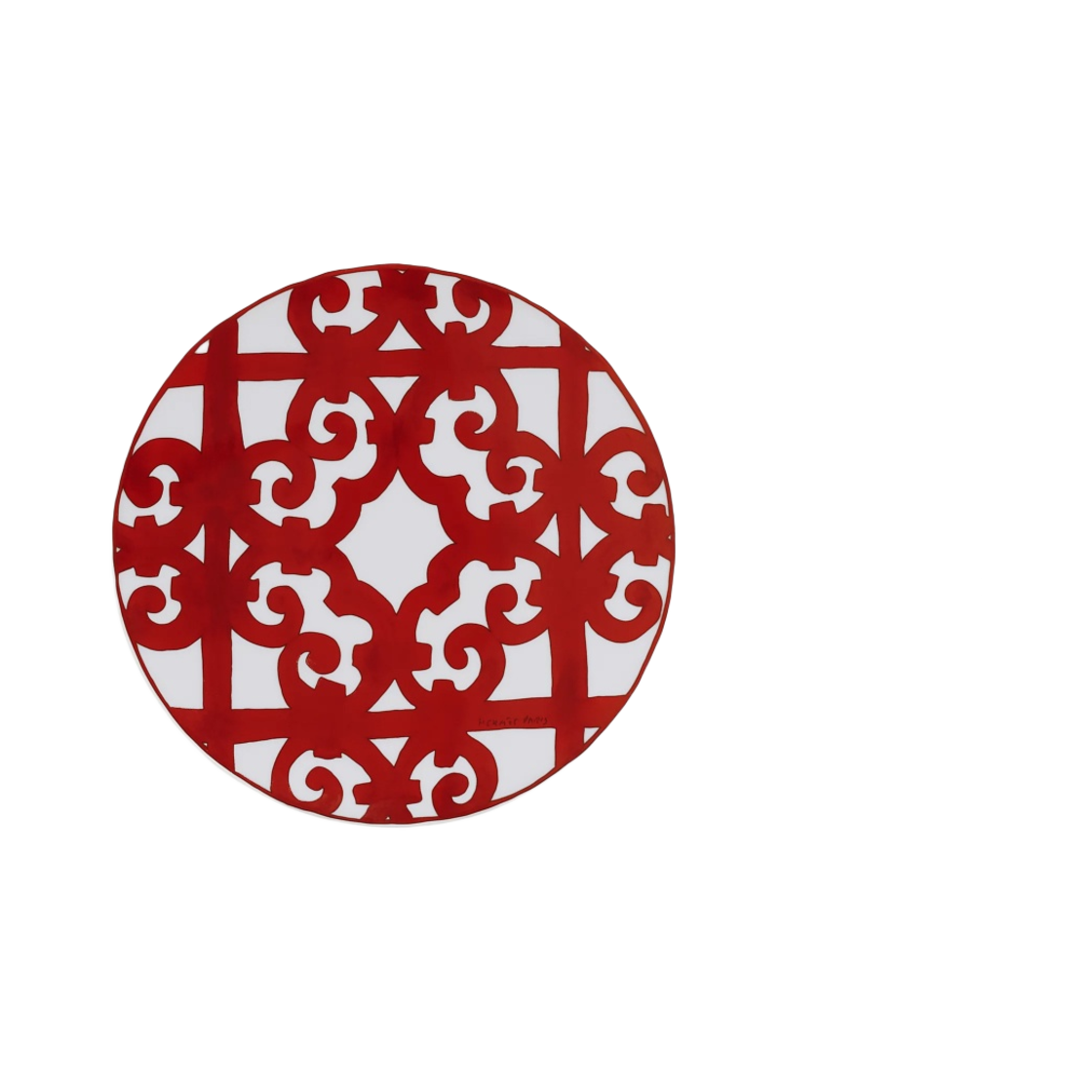 에르메스 발콘 듀 과달키비르 디저트 플레이트 레드 (1개입)(Hermes Balcon Du Guadalquivir Dessert Plate Red (1 Plate)) - 1