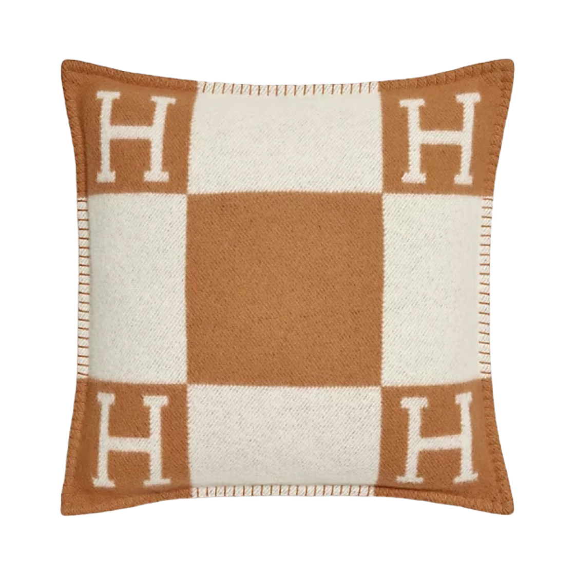 H102667M52 Hermes Avalon Small Pillow Merino Wool Cashmere Ecru Camel
