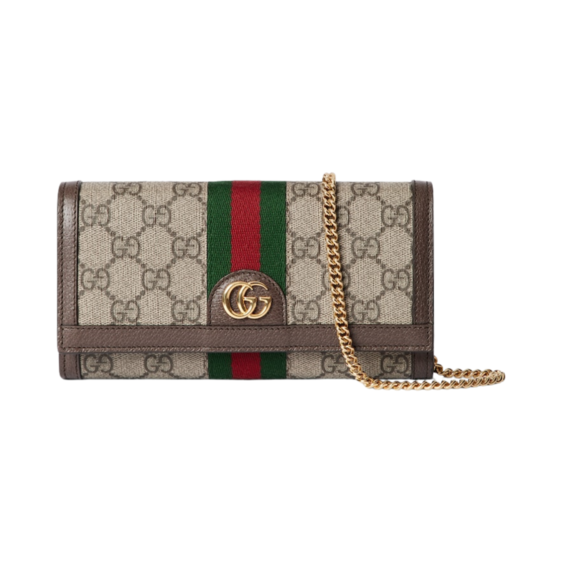 772309-96IWG-8745 Gucci Ophidia Chain Wallet Beige Dark Brown