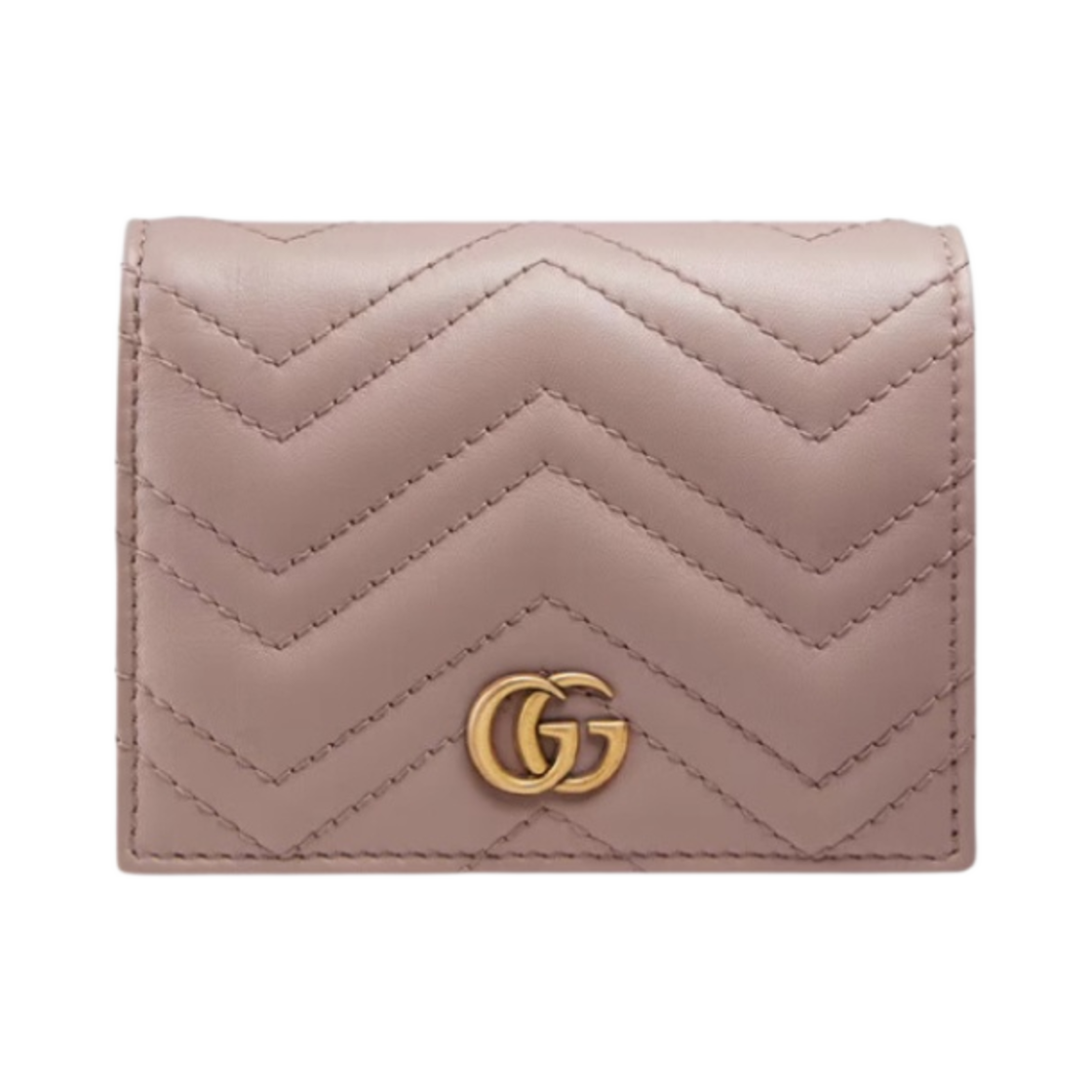 구찌 GG 마몽 마틀라세 카드 케이스 지갑 더스티 핑크(Gucci GG Marmont Matelasse Card Case Wallet Dusty Pink)