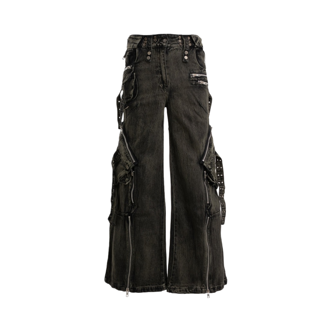 노페이스 스튜디오 유즈드 카고 데님 팬츠 그린 블랙(No/Faith Studios Used Cargo Denim Pants Green Black)