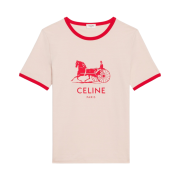 (W) Celine Sulky T-Shirt in Cotton Jersey Ivory Red