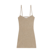 (W) Jacquemus La Robe Fiesta Mini Lurex Mesh Mini Dress Light Gold