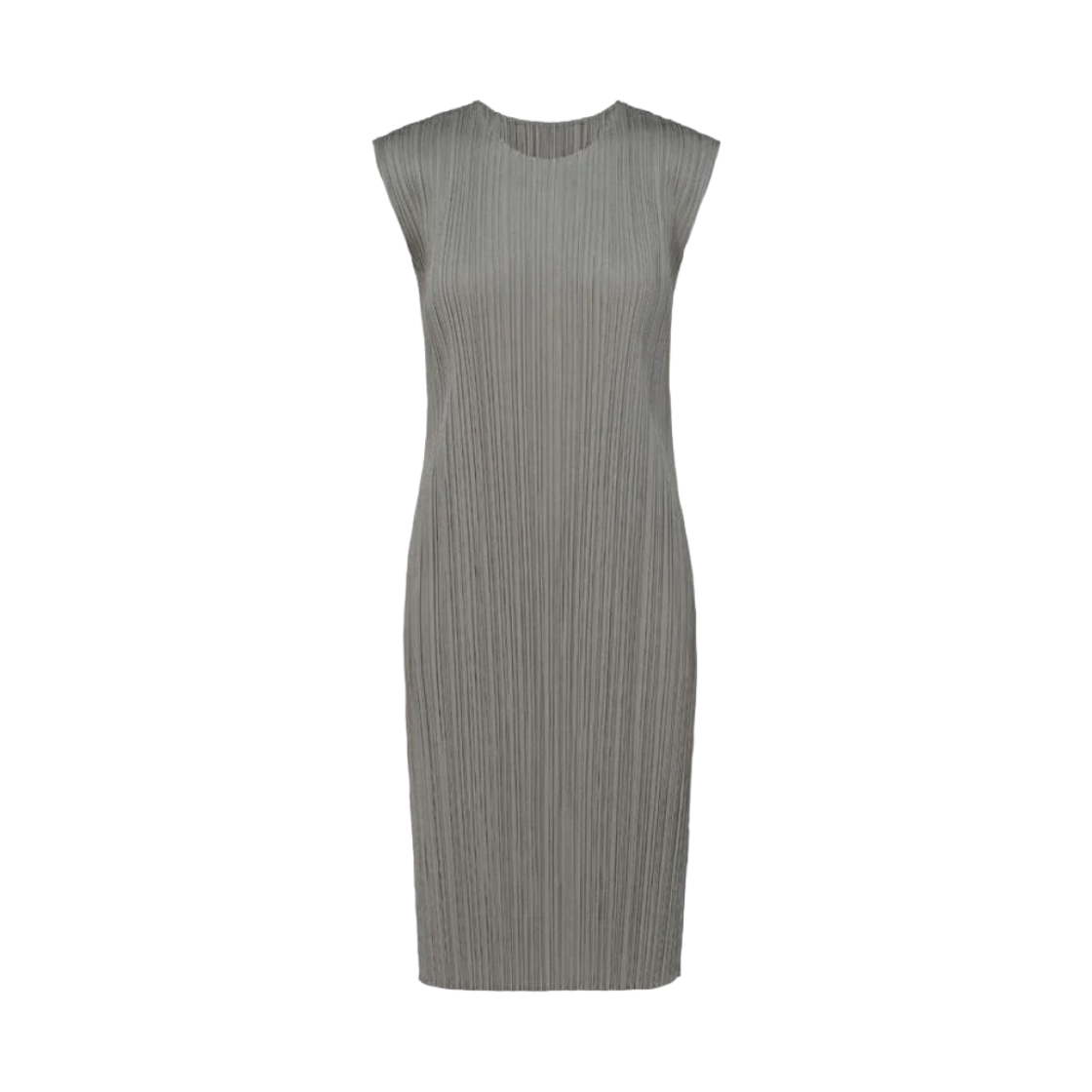 JH113-12 (W) Pleats Please Issey Miyake Basics French Sleeve Dress Grey