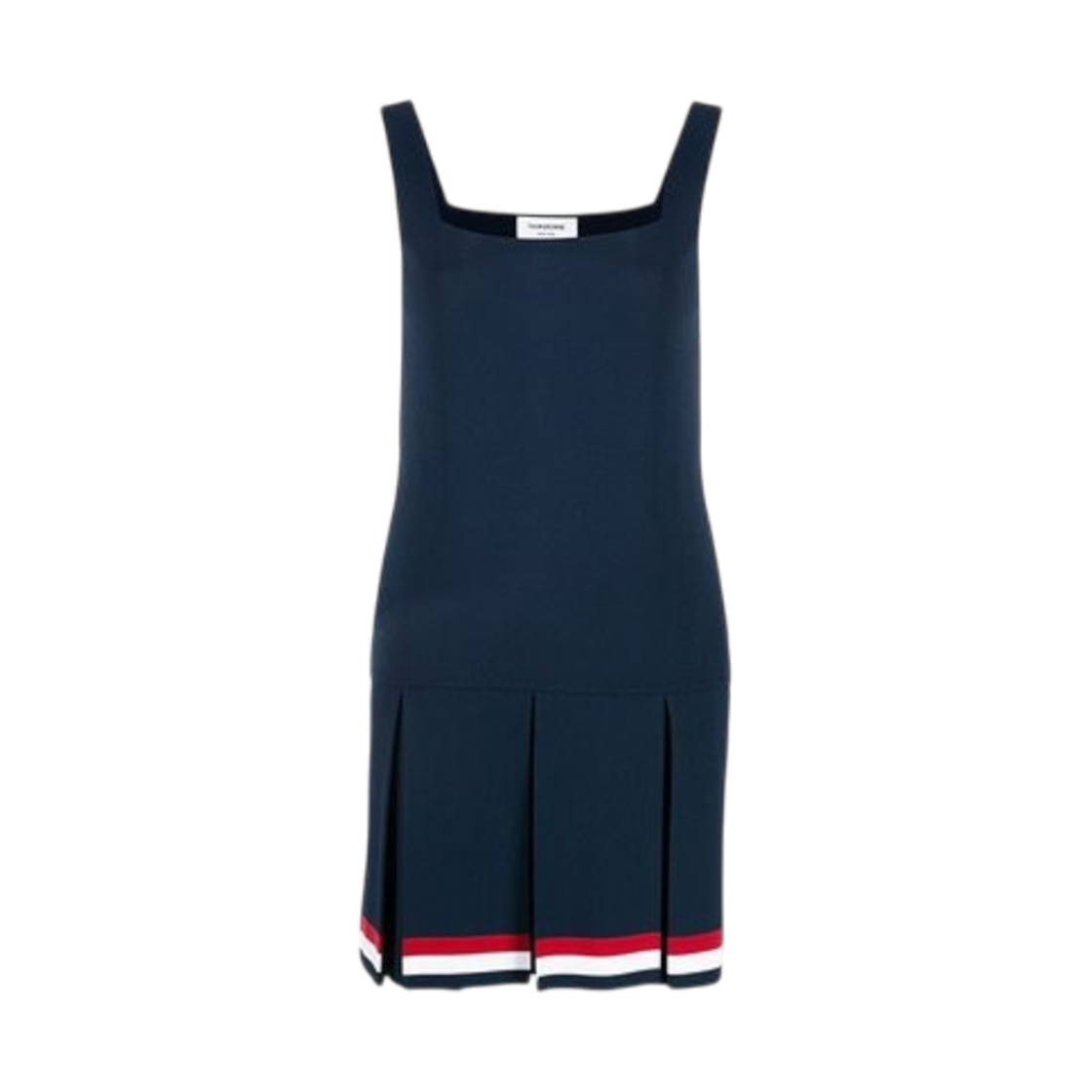 (W) 톰브라운 비스코스 밀라노 스티치 플리츠 드레스 네이비((W) Thom Browne Viscose Milano Stitch Pleated Dress Navy) - 1
