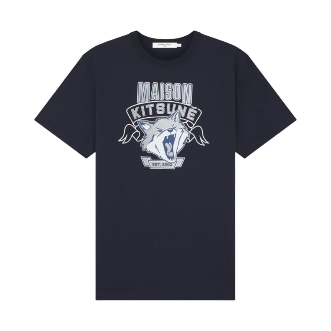 메종 키츠네 6 18 폭스 헤드 프론트 프린트 클래식 티셔츠 네이비(Maison Kitsune 6 18 Fox Head Front-Print Classic T-Shirt Navy) - 1