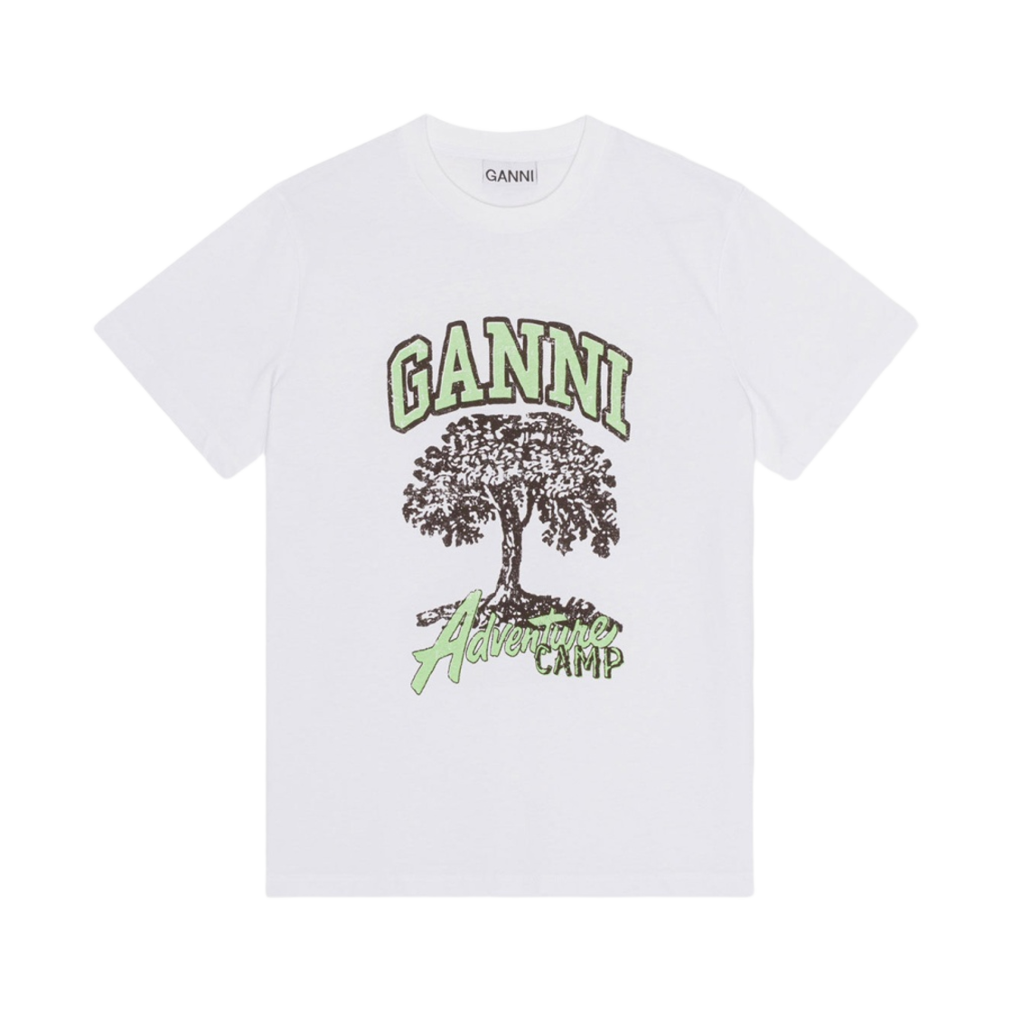 T3685-151 (W) Ganni Basic Jersey Camp Tree T-Shirt Bright White