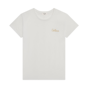 (W) Celine Embroidered T-Shirt in Cotton Off White