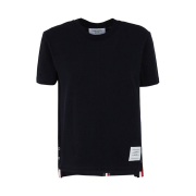 (W) Thom Browne Classic Cotton Pique Relaxed Fit Center Back Stripe Short Sleeve T-Shirt Navy