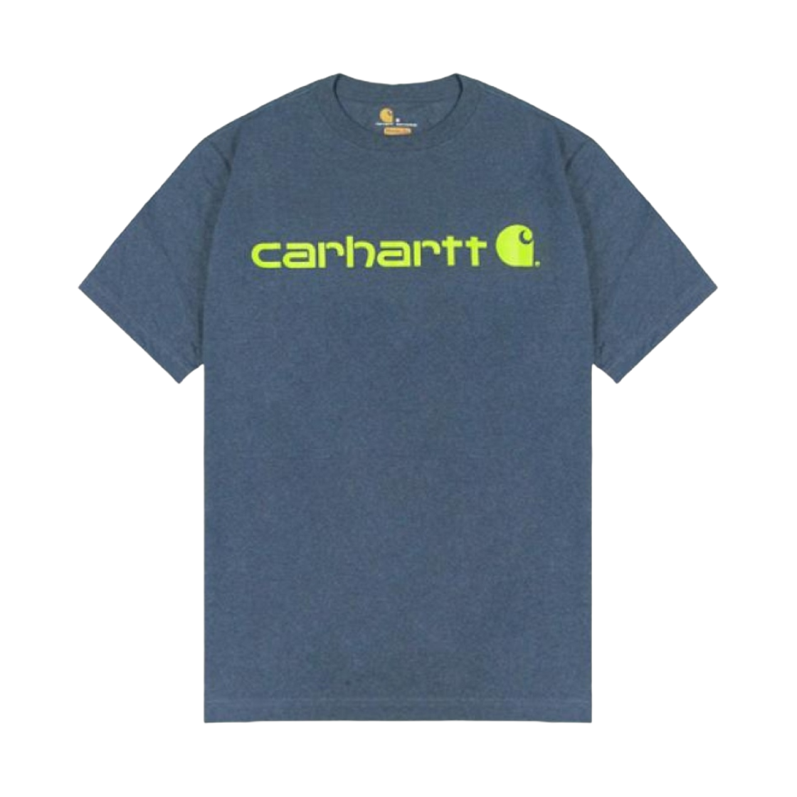 칼하트 루즈핏 헤비웨이트 레귤러 숏슬리브 로고 그래픽 티셔츠 다크 코발트 블루 헤더(Carhartt Loose Fit Heavyweight Regular Short Sleeve Logo Graphic T-Shirt Dark Cobalt Blue Heather) - 1
