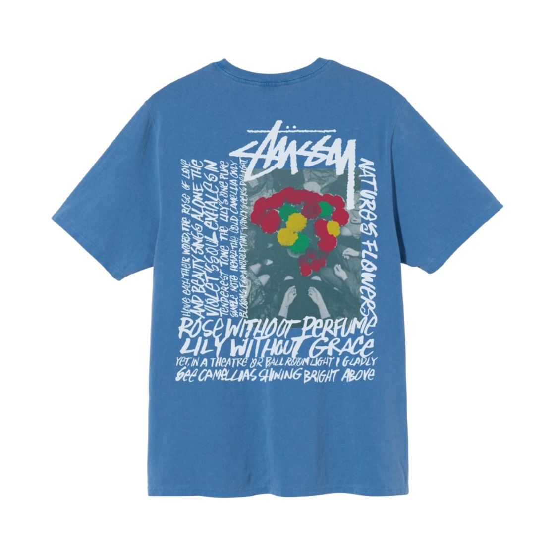 스투시 카멜리아 피그먼트 다이드 티셔츠 블루