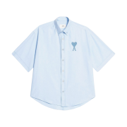 AMI Tonal Heart Logo Short Sleeve Shirt Sky Blue