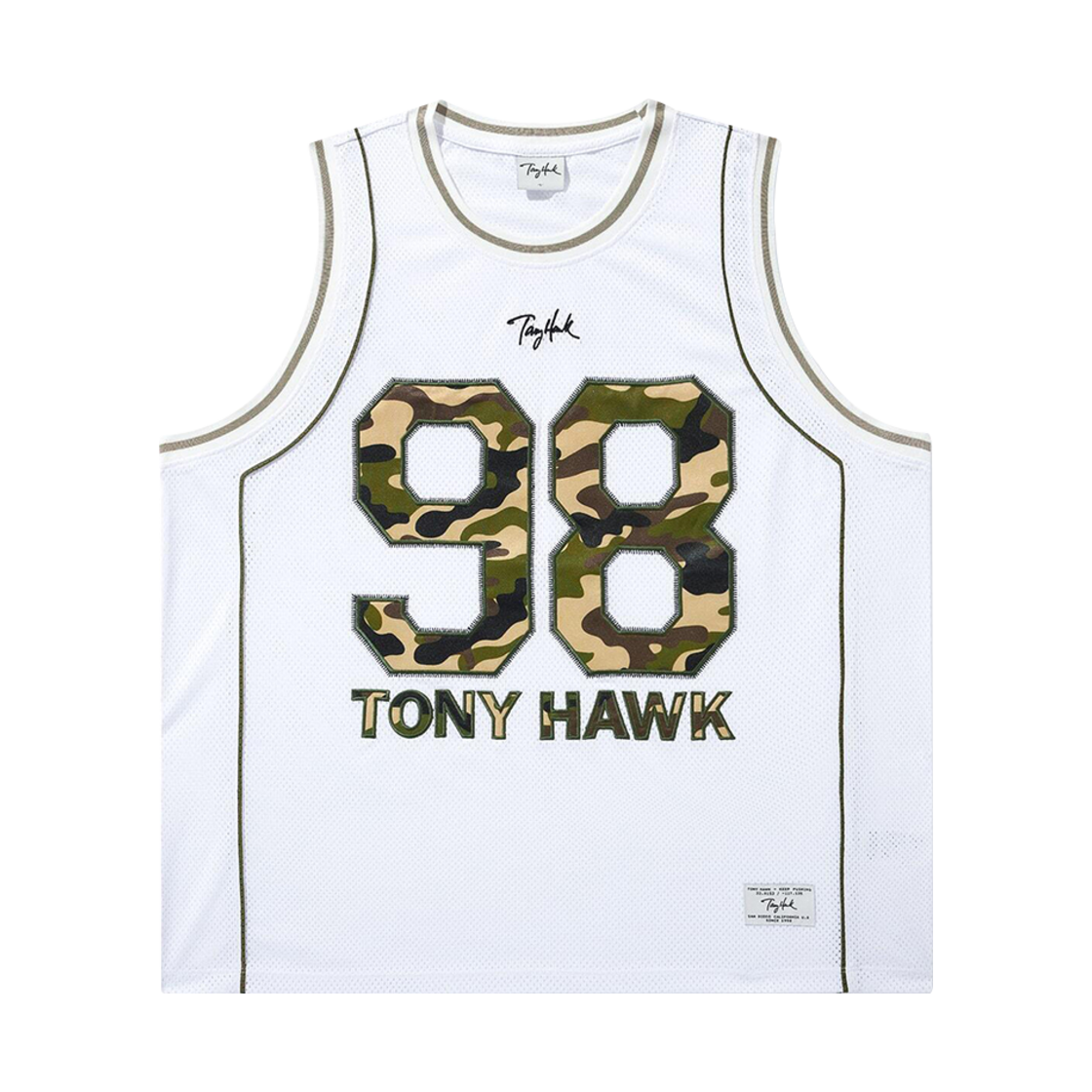 TH2502ST08WH TONY HAWK 98 Mesh Track Sleeveless T-Shirt White