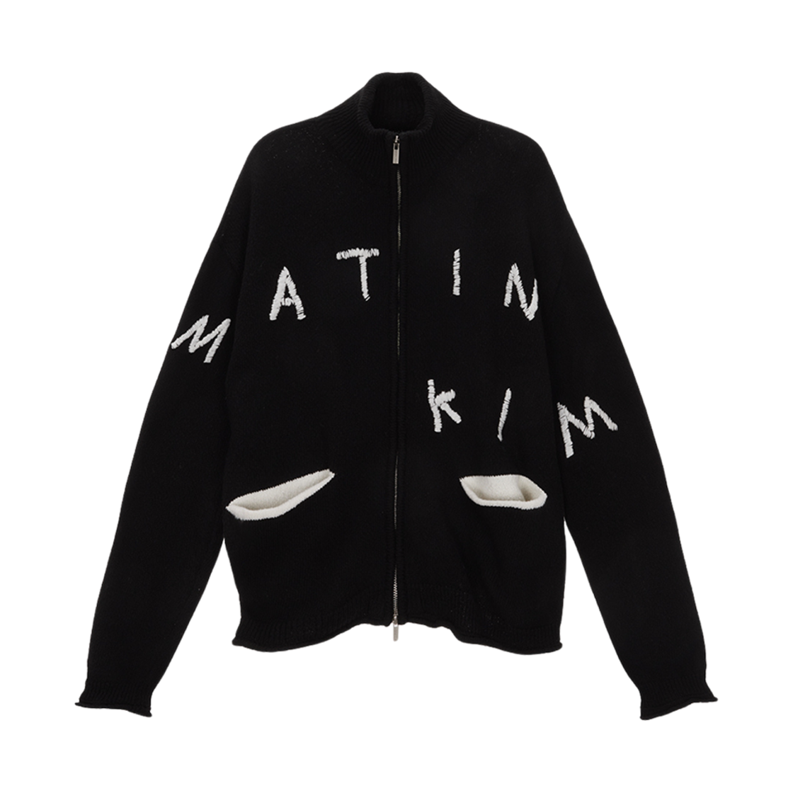 MK2411CD004M/MK2500CD004V (W) Matin Kim Embroidery Logo Knit Zip Up Black