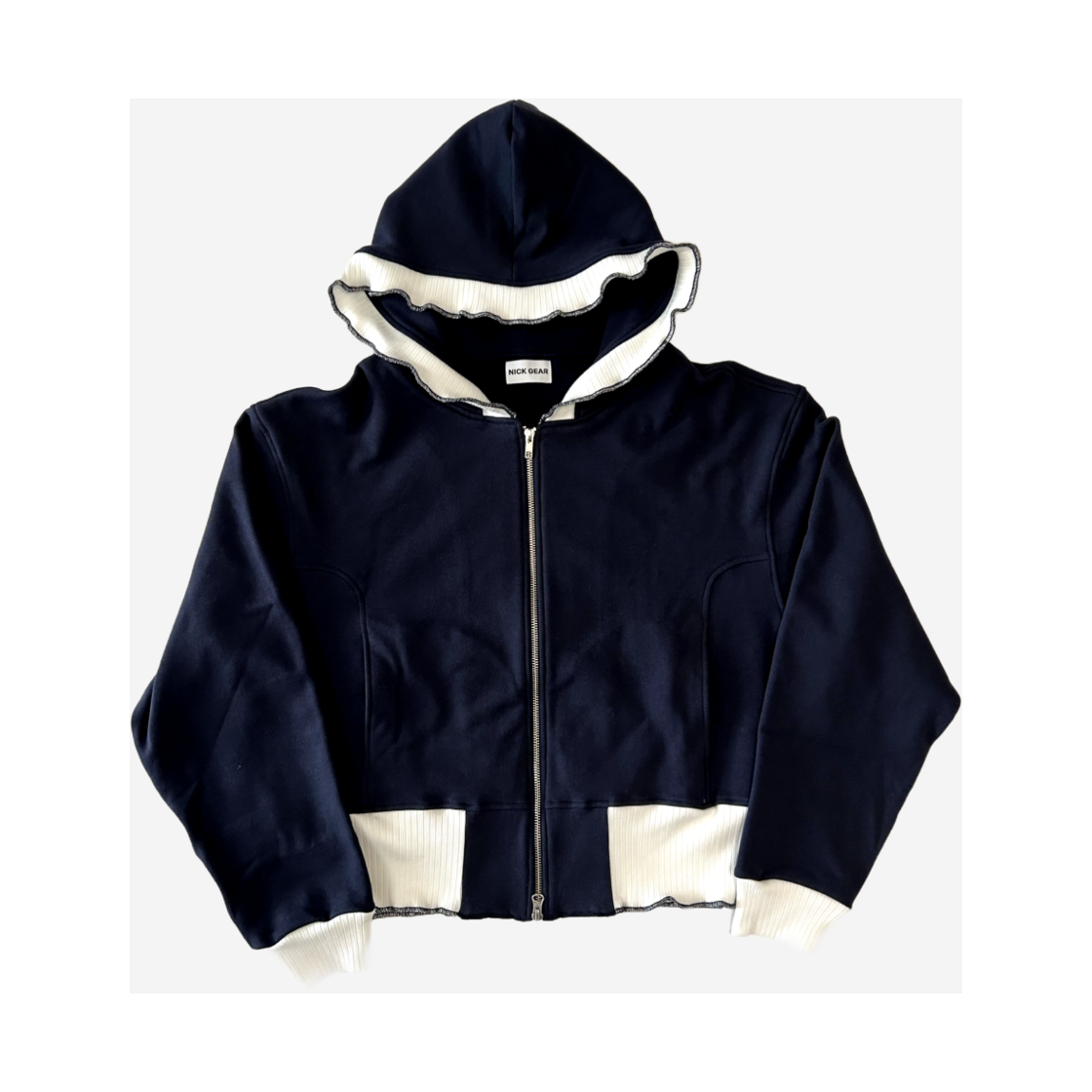 N-24FW01-NV NICK GEAR Frill Sweat Zip Blouson Navy