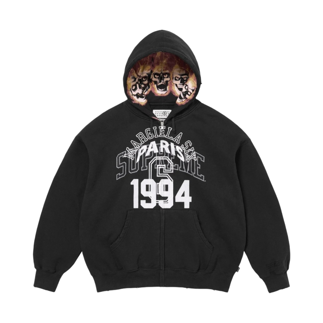슈프림 x MM6 메종 마르지엘라 집업 후드 스웨트셔츠 블랙 - 24SS(Supreme x MM6 Maison Margiela Zip Up Hooded Sweatshirt Black - 24SS)