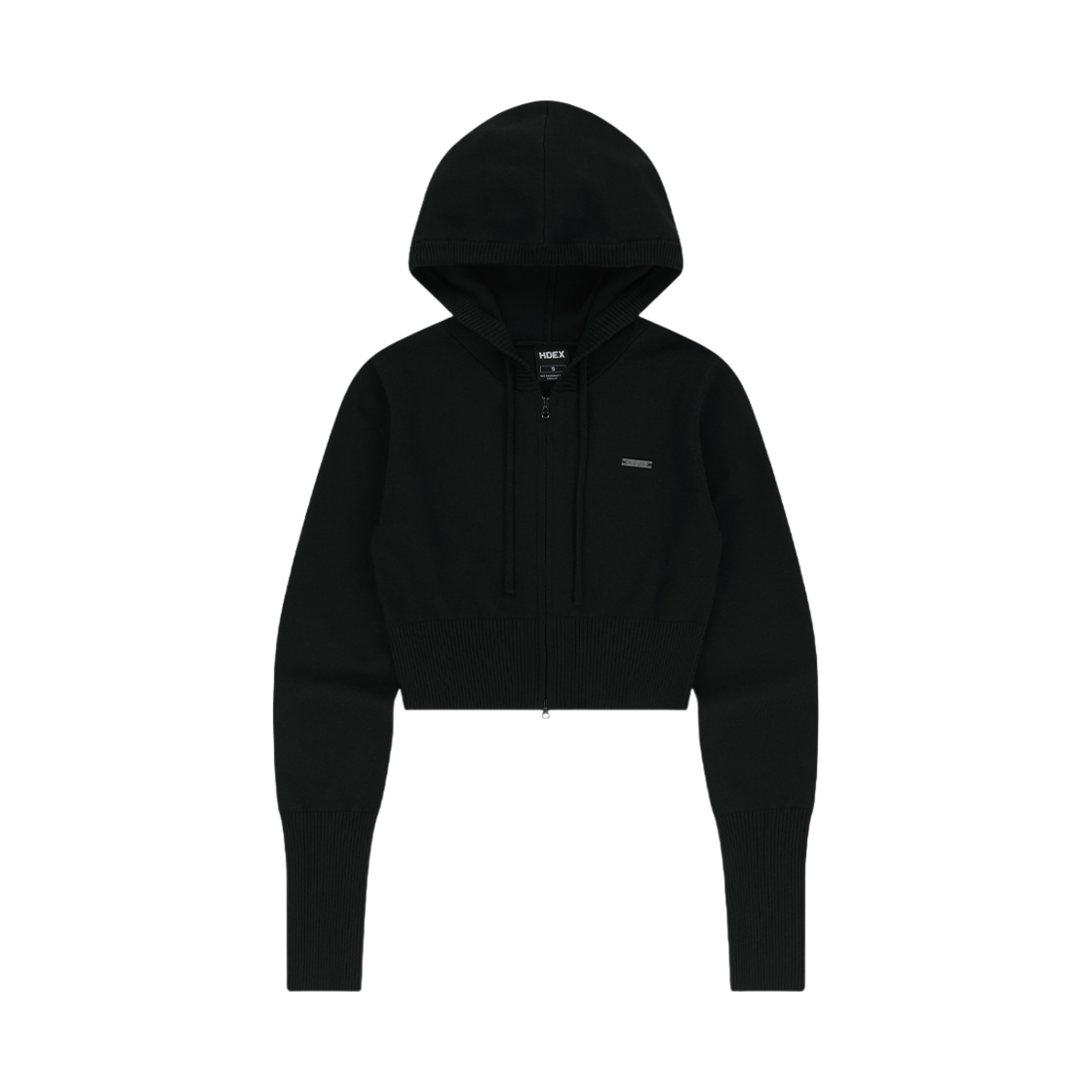에이치덱스 우먼스 니트 크롭 후디 집업 블랙(HDEX Womens Knit Crop Zip-Up Hoodie Black)
